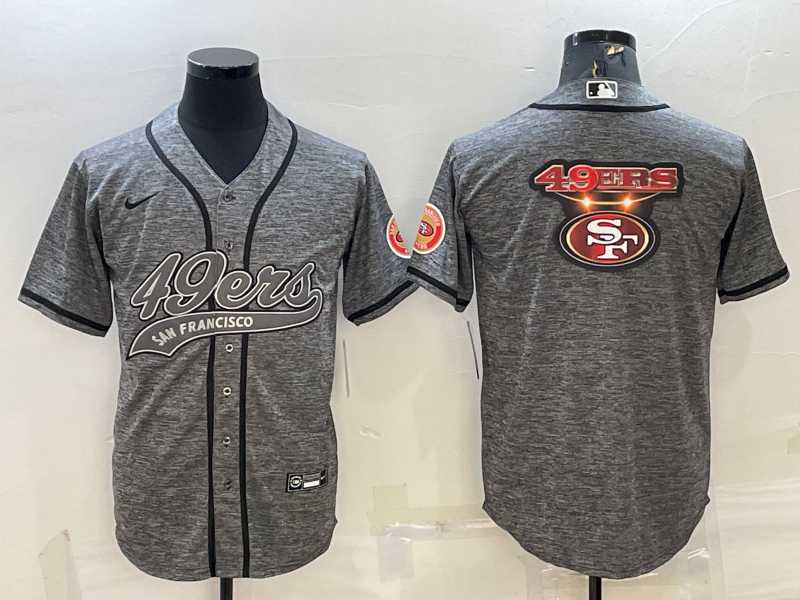 Men%27s San Francisco 49ers Grey Team Big Logo With Patch Cool Base Stitched Baseball Jersey->tampa bay buccaneers->NFL Jersey